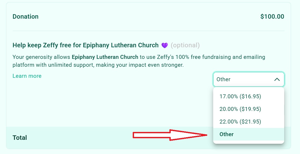 Select 'Other' from the drop-down menu.